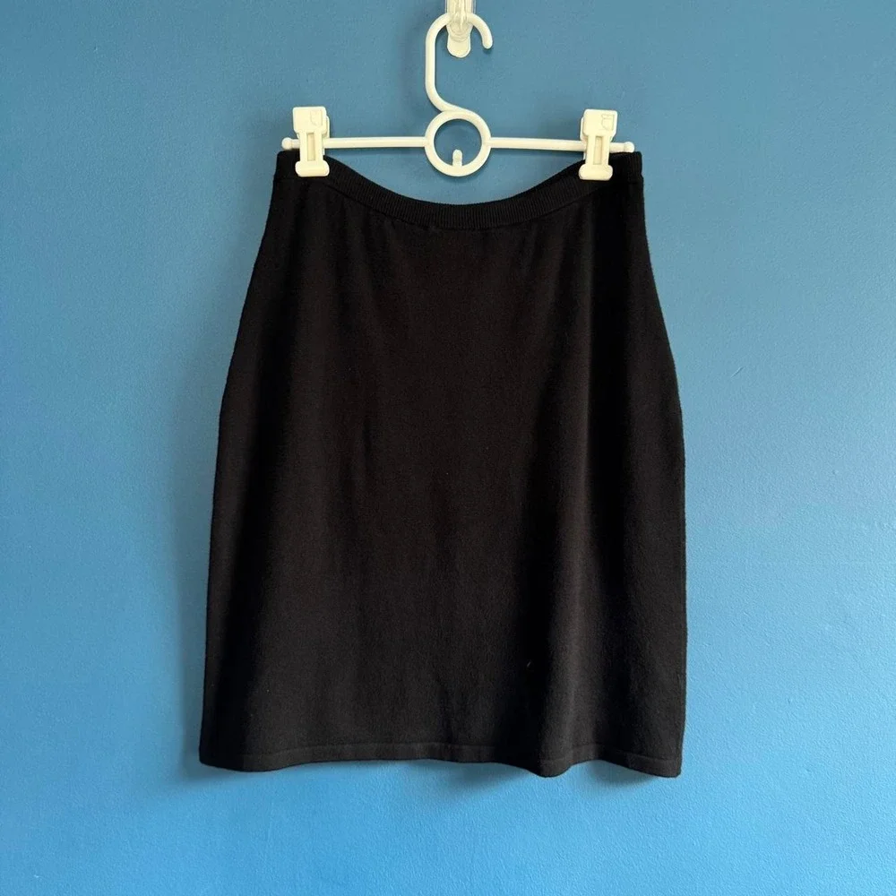 Vintage Knit Mini Skirt Women's Size Medium Black Shapefx Newport News NWT 90s - Picture 2 of 8